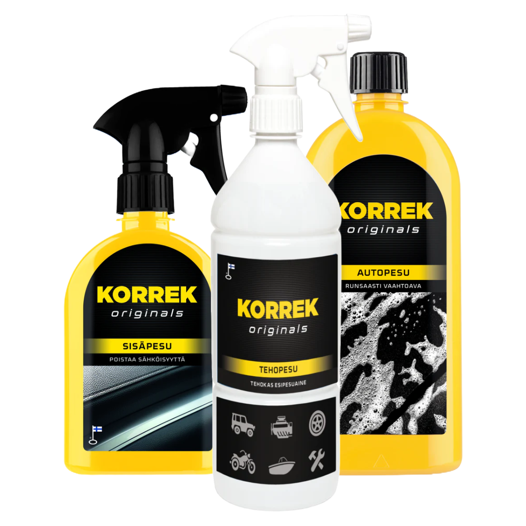 Korrek Bundle: Korrek Originals Autopesu, Sisäpesu ja Tehopesu