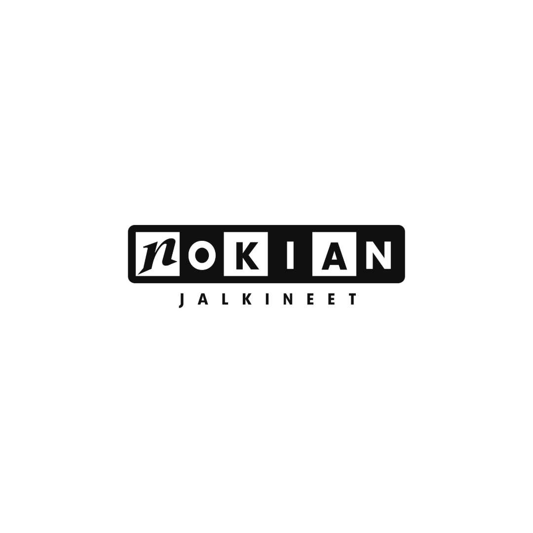 Musta Nokian Jalkineet logo valkoisella taustalla