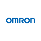 Omron logo valkoisella taustalla